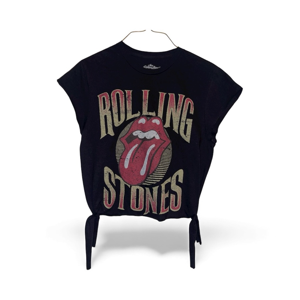 The Rolling Stones Black Cropped Shirt with Red and Gold Logo